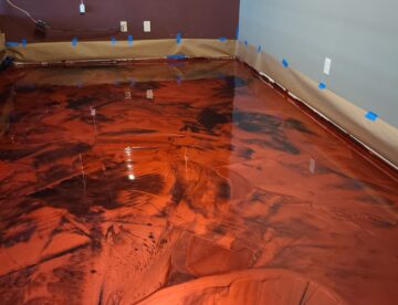 Red Metallic Epoxy Flooring In Dallas Texas